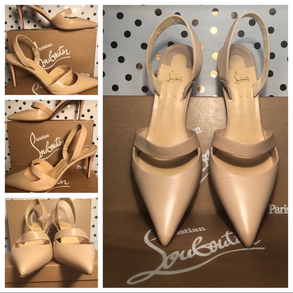 Trade ❤️ Louboutin Nude Slingback Heels - Picture 3 of 5